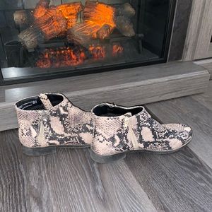 Time and Tru snake print ankle boots. Size 10.